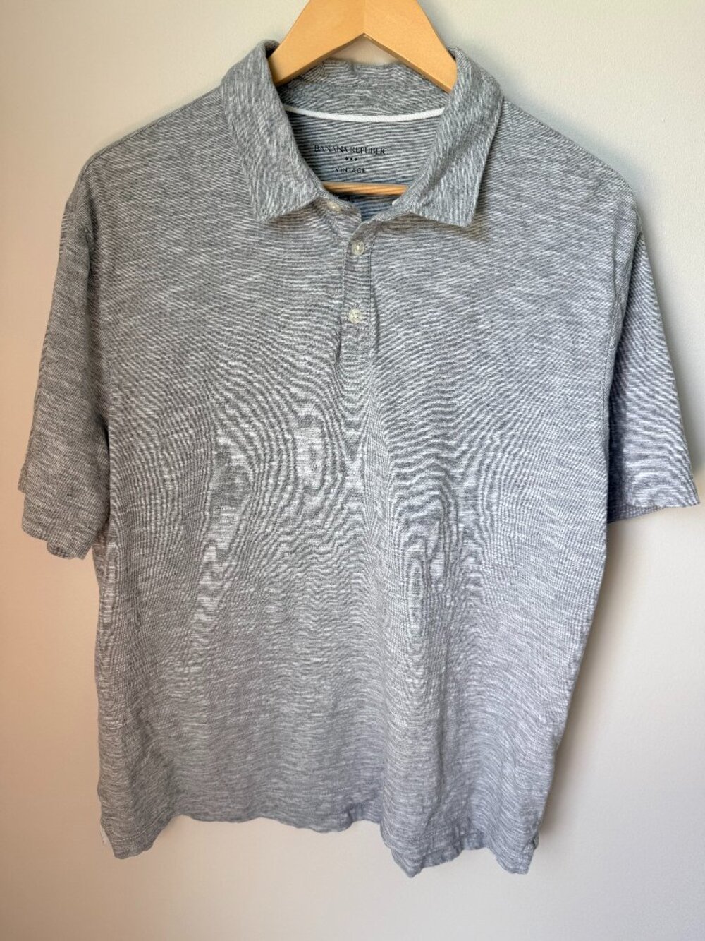 Banana Republic Vintage Tee Polo Shirt Men's XL Gray 100% Cotton